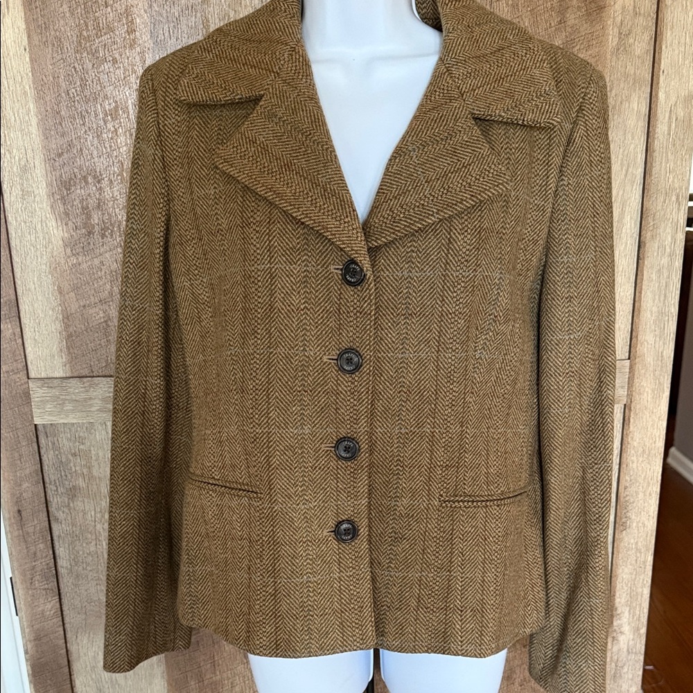 Chaps Tan Herringbone Women's Blazer